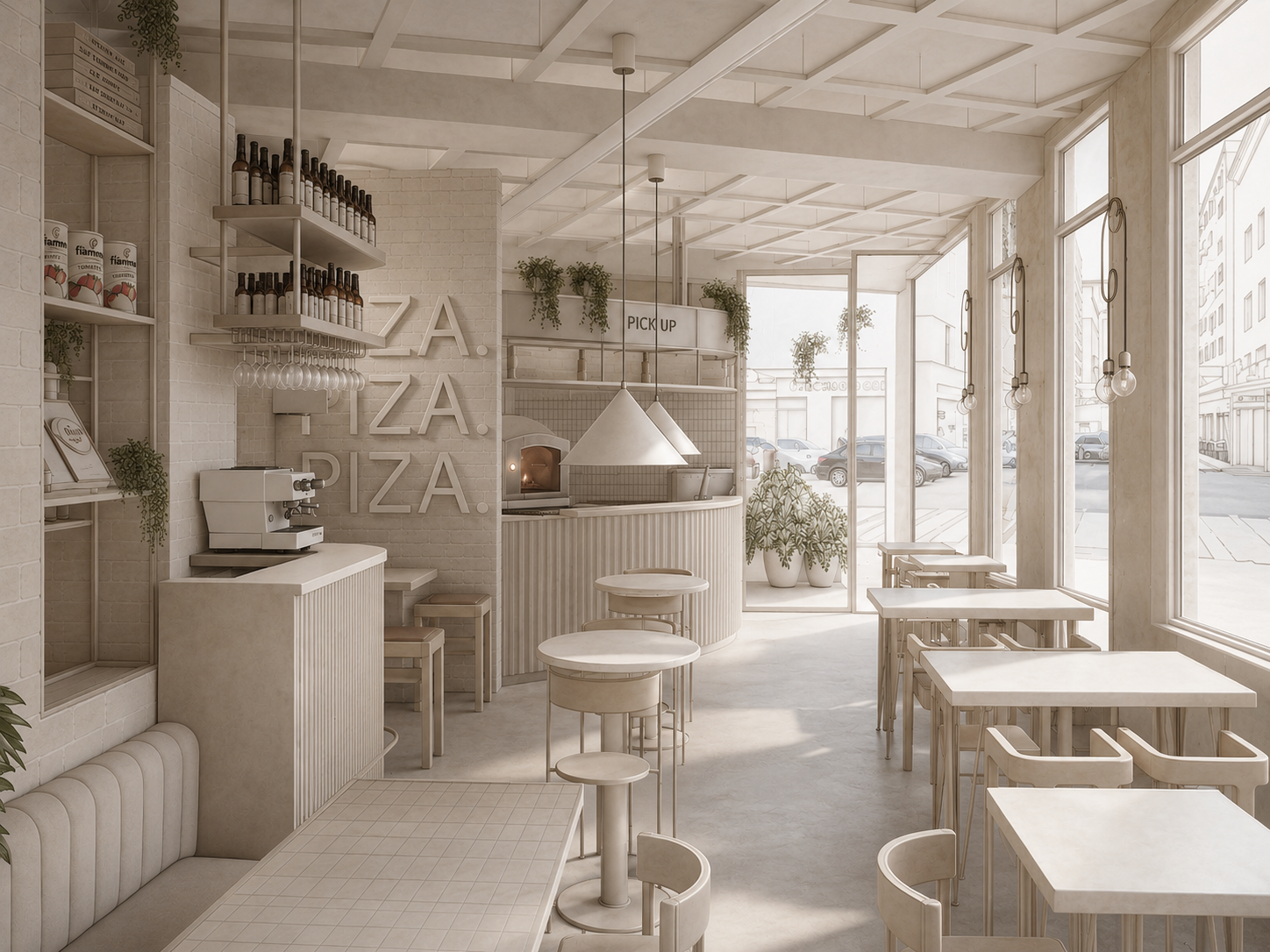 Piza — identidad espacial y retail F&B, Quito